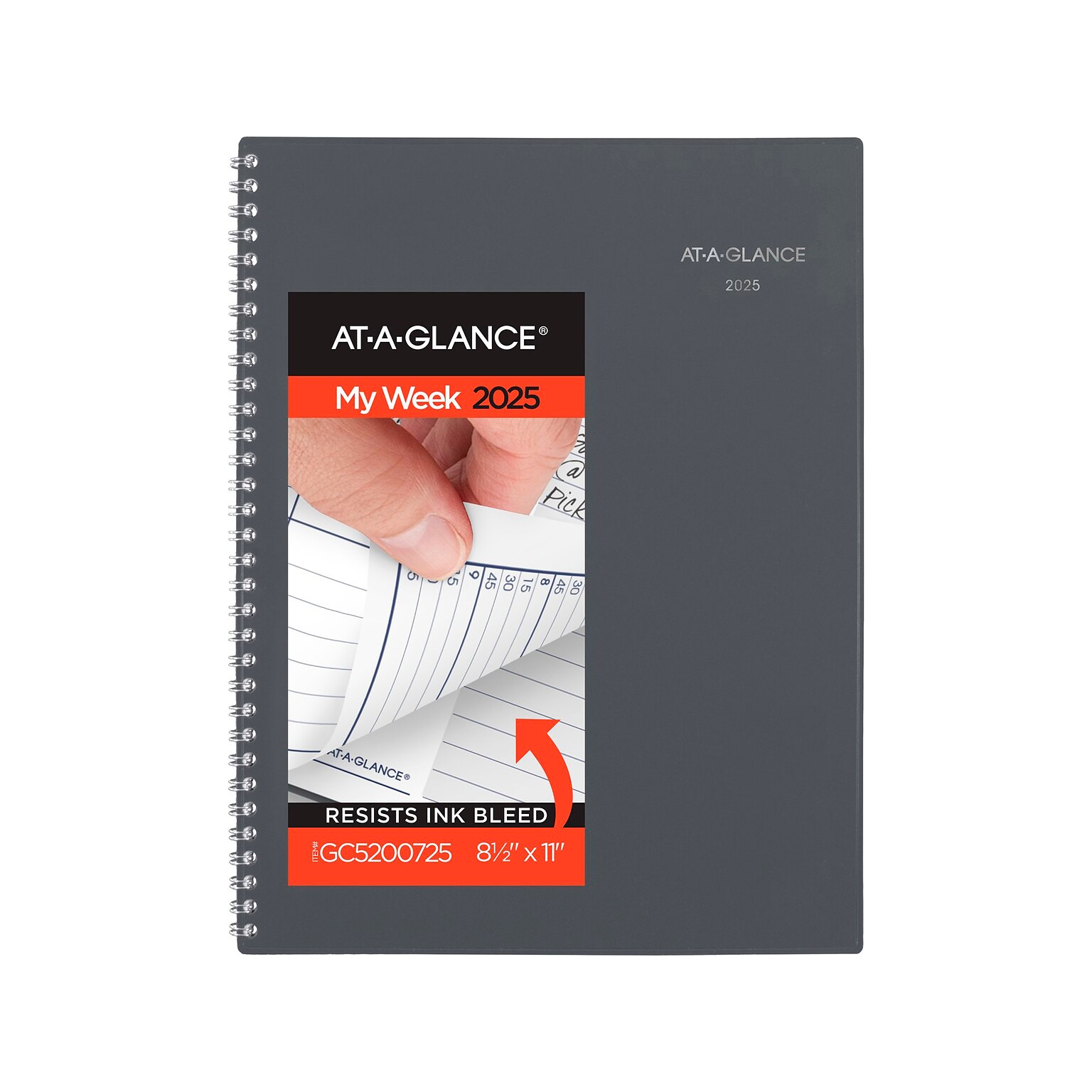 2025 AT-A-GLANCE DayMinder 8.5 x 11 Weekly & Monthly Appointment Book, Poly Cover, Gray (GC520-07-25)