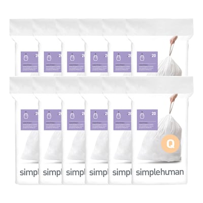2 Packs Simplehuman Code Q Custom Drawstring Trash Bags, 13-17