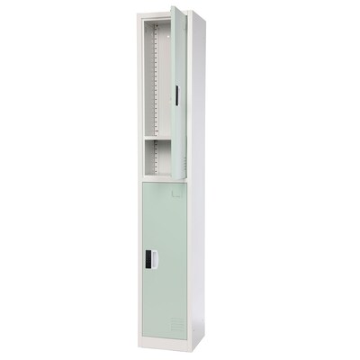 AdirOffice 72"H 2-Tier Misty Green Storage Locker (ADI629-202-MGRN-DL)