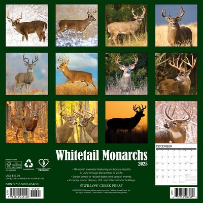 2025 Willow Creek Whitetail Monarchs 12 x 12 Monthly Wall Calendar (45428)