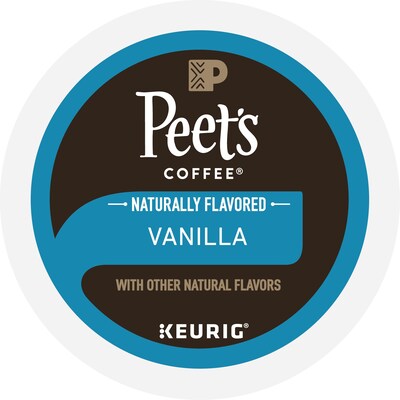 Peet's Coffee Vanilla Coffee, Keurig K-Cup Pod, Light Roast, 88/Carton (5000376697CT)