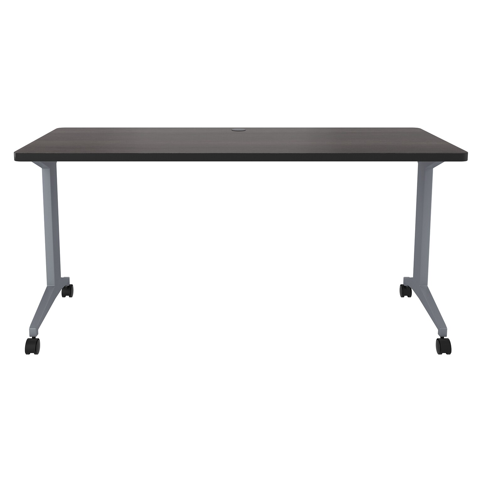 Hirsh Modern T-Leg Table Desk with Rounded Corner T-Mold Top, Arctic Silver/Weathered Charcoal (24374)