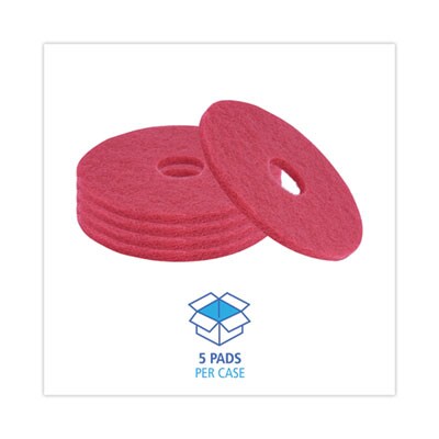 Premiere Pads 14" Buffing Floor Pad, Red, 5/Carton (BWK4014RED)