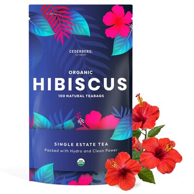 Cederberg Tea Company Organic Hibiscus Herbal Tea, Caffeine Free, 100 Tea Bags/Pack (CT-HIBI)