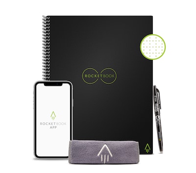 Rocketbook Core Smart Notebook, 8.5" x 11", Dot-Grid Ruled, 32 Pages, Black (EVR-L-RC-A-FR)