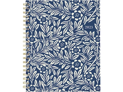 2025 Cambridge Blockprint 8.5" x 11" Weekly & Monthly Planner, Cotton Cover, Blue/White (1724-905-25)
