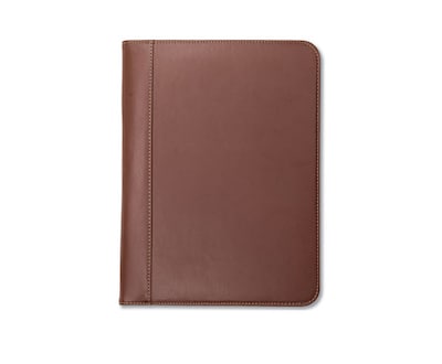 Samsill Contrast Stitch Padfolio, Leather, Tan (SAM71716)
