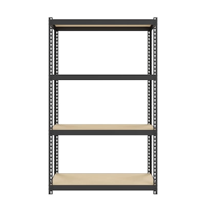 Space Solutions 1000 Riveted Steel Shelving 4-Shelf Unit, 12 x 30 x 48, Black (22540)