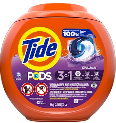 Tide PODS 3-in-1 HE Laundry Detergent Capsules, Spring Meadow, 42 Capsules, 35oz (09924)