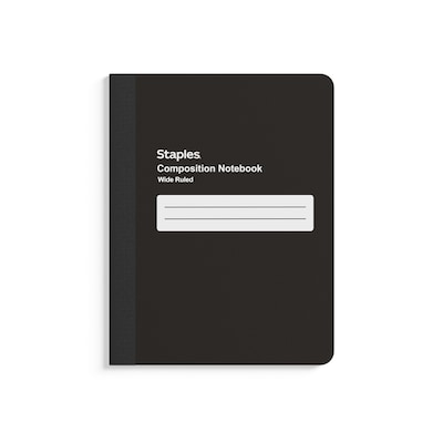 Staples Composition Notebook, 7.5 x 9.75, Wide Ruled, 80 Sheets, Black (ST55087)