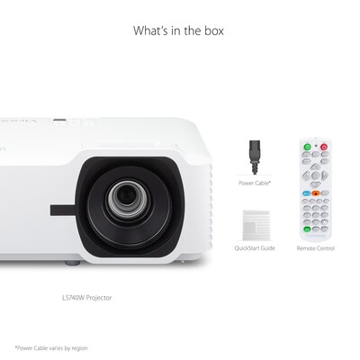 ViewSonic 5000 Lumens WXGA Laser Projector with 1.3x Optical Zoom, White/Black (LS740W)