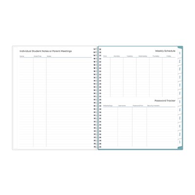 2025-2026 Blue Sky Teacher Dots 8.5" x 11" Academic Year Weekly & Monthly Planner, Plastic Cover, Multicolored (100330-A26)