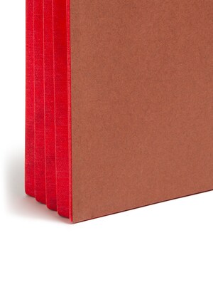 Smead Recycled Reinforced File Pocket, 3" Expansion, Letter Size, Red/Redrope, 10/Box (73686)