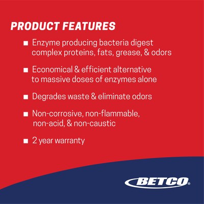 Betco Probiotic Solutions Push Drain Maintainer/Odor Eliminator, Mint Scent, 67.6 Oz., 4/Carton (1334700)