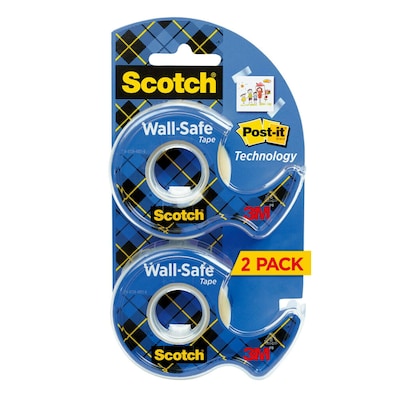 Scotch Wall-Safe Transparent Clear Tape Refill, 0.75 x 16.67 yds., 1 Core, 2 Rolls/Pack (183-DM2)