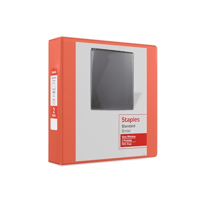 Staples® Standard 2 3 Ring View Binder with D-Rings, Orange (26446-CC)