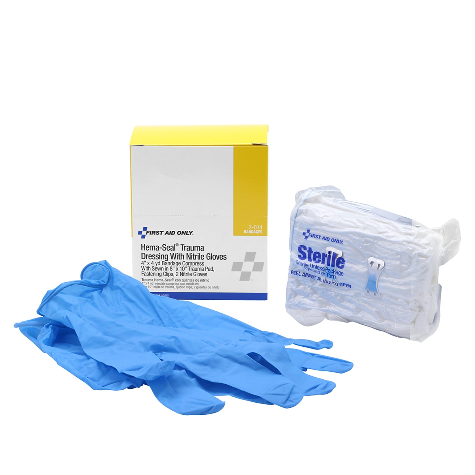 First Aid Only Hema-Seal 4" Trauma Dressing Refill with Nitrile Gloves  (2-014) | Quill.com
