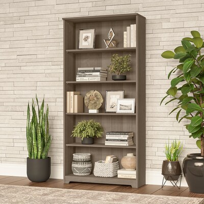 Bush Furniture Cabot 66H 5-Shelf Bookcase with Adjustable Shelves, Ash Gray (WC31266)