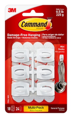 Command Mini Hooks Value Pack, White, 18 Hooks (17006-18ES)
