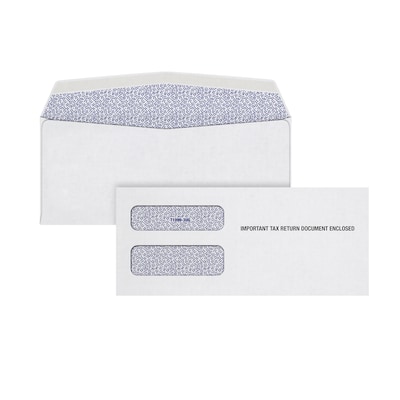 TOPS Security Tinted Double Window 1099 Tax Form Envelope, White, 100/Pack (S1099-3E)