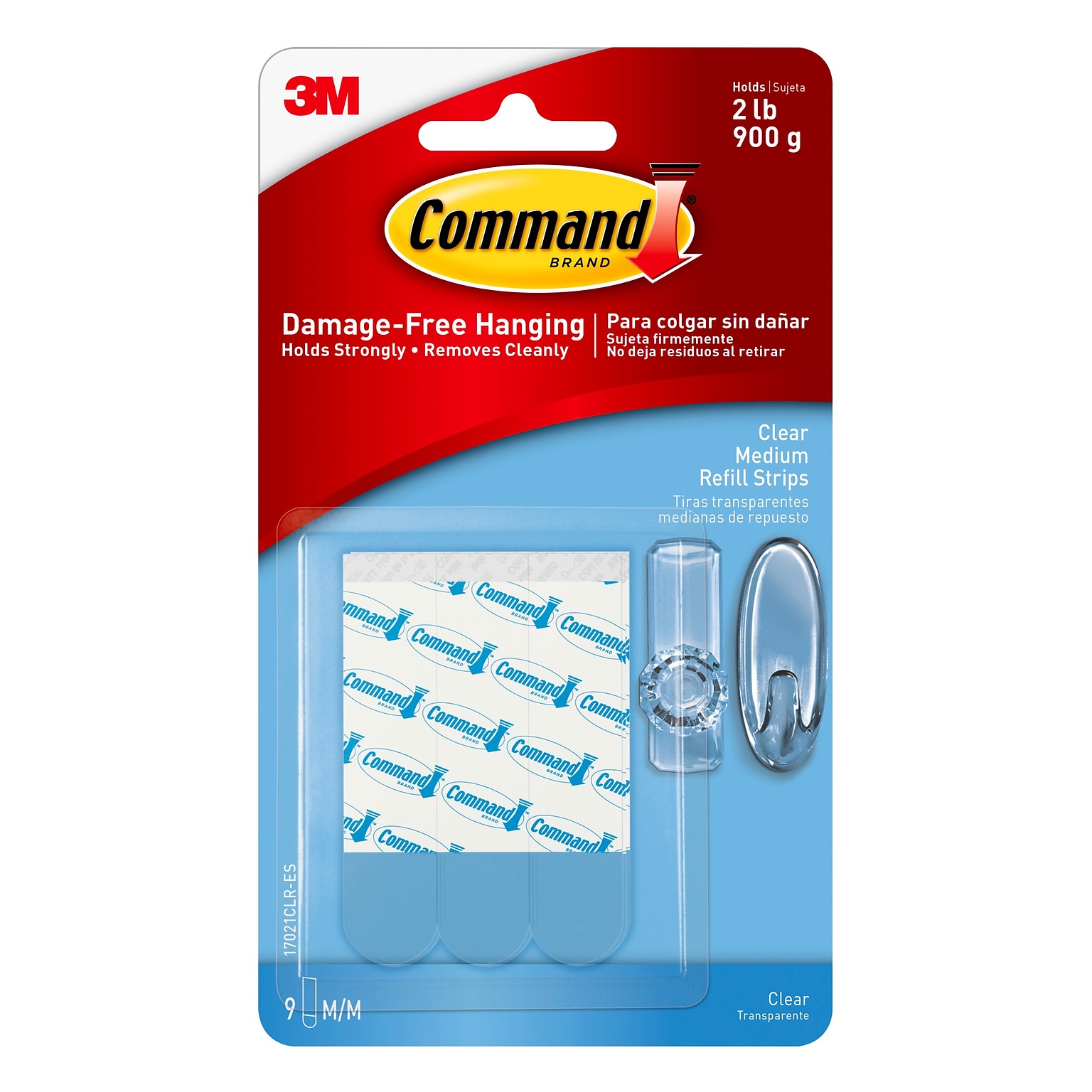 Command Medium Refill Strips, Clear, 9/Pack (17021CLR-ES)
