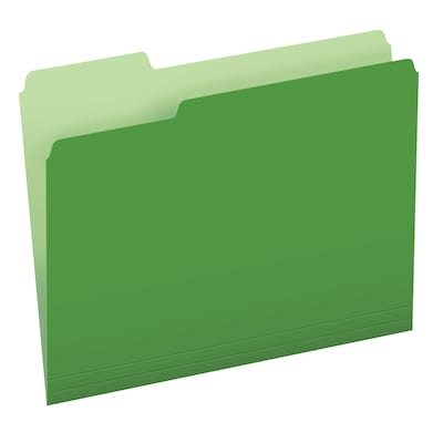 Pendaflex Recycled File Folder, 1/3-Cut Tab, Assorted, Letter Size, Bright Green, 100/Box (4210 1/3