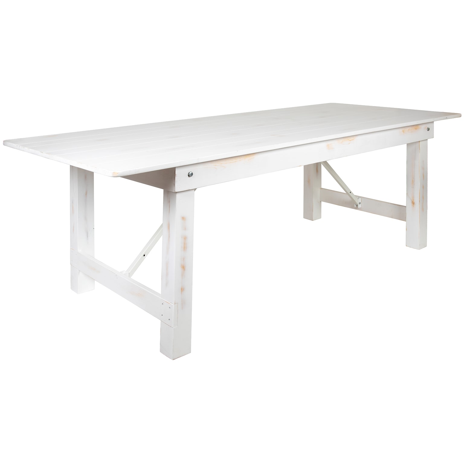 Flash Furniture HERCULES Series 96 Folding Farm Dining Table, Rustic White (XAF96X40WH)