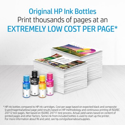 HP 31 Yellow Standard Yield Ink Tank Bottle, Print Up to 8,000 Pages Refill (1VU28AN)