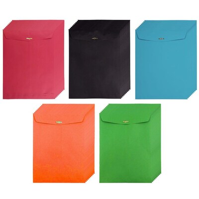 JAM Paper Open End Clasp Catalog Envelope 9" x 12", Assorted Colors, 50/Pack (87326)