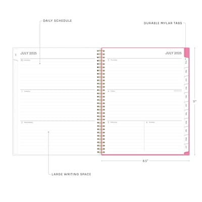 2025-2026 Blue Sky Roosevelt 8.5" x 11" Academic Year Weekly & Monthly Planner, Plastic Cover, Multicolored (128691-A26)