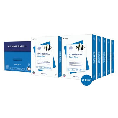 Hammermill Copy Plus 8.5 x 11 Copy Paper, 20 lbs., 92 Brightness, 20 Reams per Deal