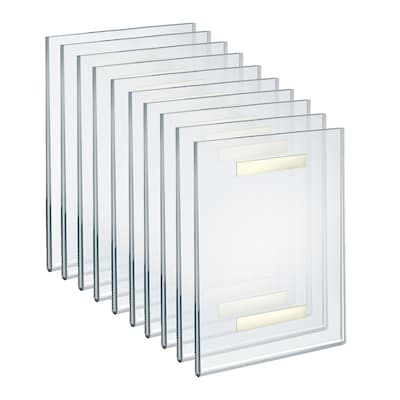 Azar Displays Adhesive Wall Sign Holder, 8.5W x 11H, Clear, 10/Pack (122021)