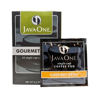 JavaOne Gourmet Decaf Coffee Freshpack, Light Roast, 84/Carton (JTC30216CT)