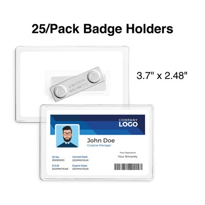 Staples Magnetic Badge Holders, 2.25" x 3.5", Vinyl, Clear, 25/Pack (51925)  | Quill.com