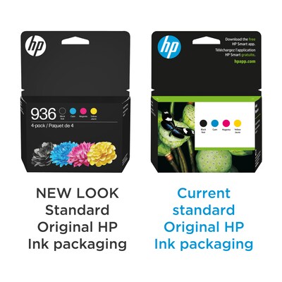 HP 936 Black/Cyan/Magenta/Yellow Standard Yield Ink Cartridges, 4/Pack (6C3Z5LN)