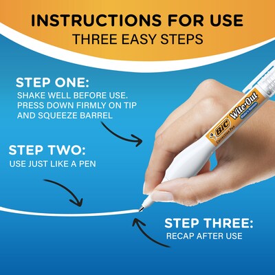 BIC Wite-Out Shake 'N Squeeze Correction Pen, 8 ml., White, 4/Pack (50745)  | Quill.com