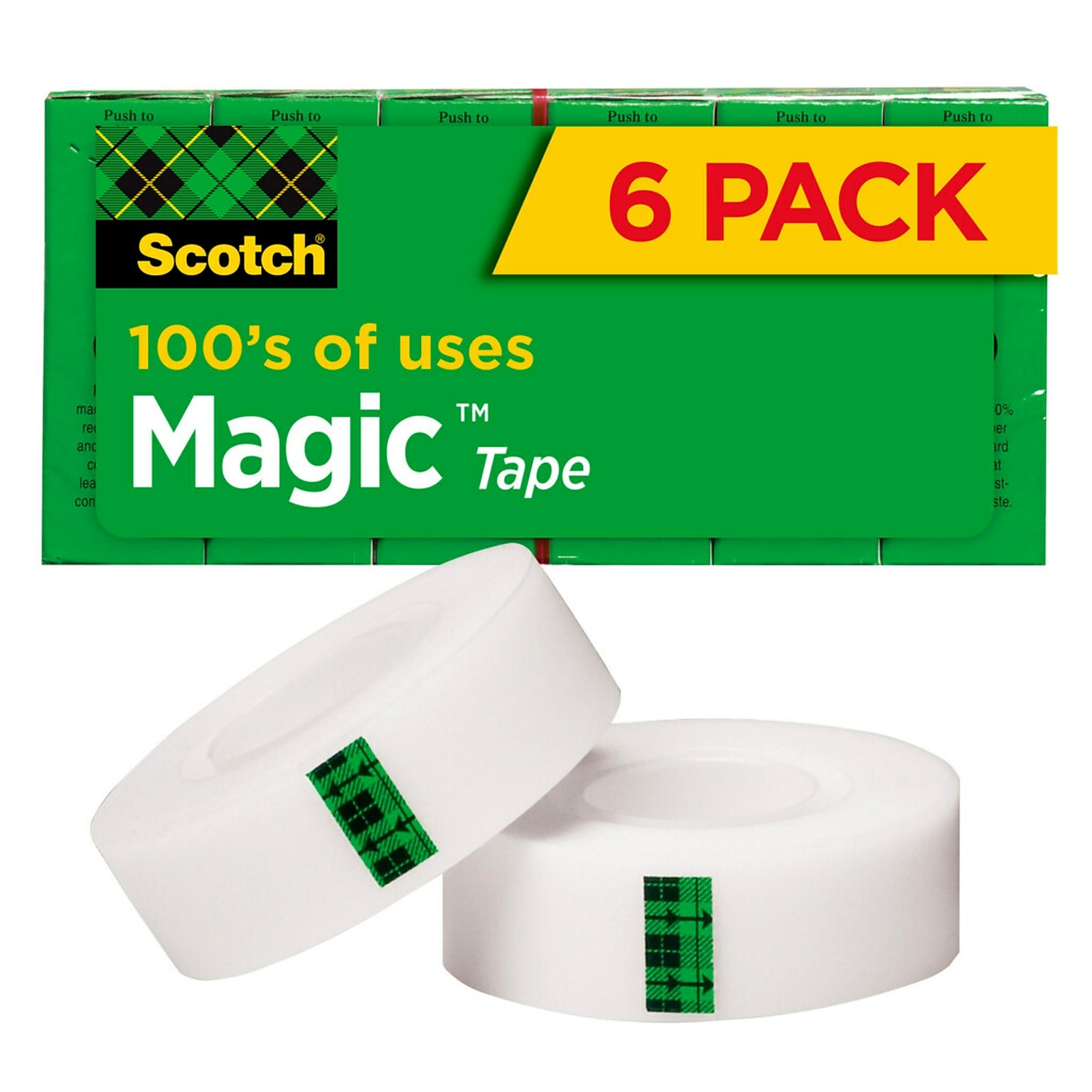 Scotch Magic Invisible Clear Tape Refill, 0.75 x 36 yds., 1 Core, Clear, 6 Rolls/Pack (MMM8106PK)