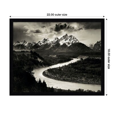 Amanti Art The Tetons and the Snake River Grand Teton National Park 1942 by Ansel Adams Wood Framed Wall Art Print, 22" x 18"