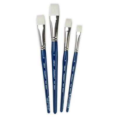 Silver Brush Bristlon Short Handle Brights Brushes, Set of 4 (SLVBR1959)