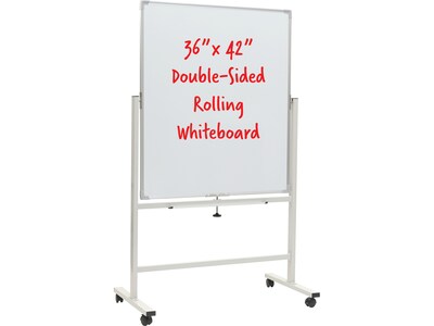 Excello Global Products Double Sided Magnetic Mobile Dry-Erase Whiteboard Easel, 36" x 42" (EGP-HD-0546)