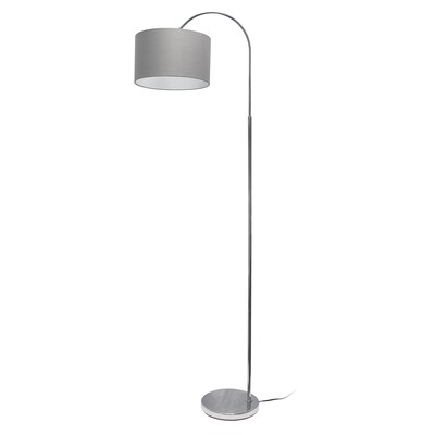 Creekwood Home Vista 66 Modern Arched Brushed Nickel Floor Lamp, Gray Shade (CWF-3006-GY)