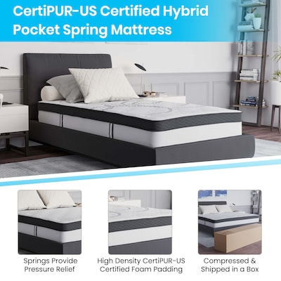 Flash Furniture Capri Comfortable Sleep 10" CertiPUR-US Certified Hybrid Pocket Spring Mattress, Twin (CLE230PRT10)