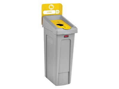 Rubbermaid Slim Jim Single-Stream Recycling Station, 23 Gallon, Gray/Yellow (2185052)