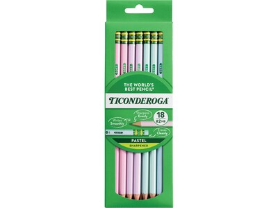 Ticonderoga Pre-Sharpened Wooden Pastel Pencils, 2.2mm, #2 Soft Lead, 18/Pack (X13718)