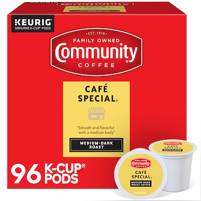 Community Coffee Cafe Special Coffee, Keurig K-Cup Pod, Medium-Dark Roast, 96/Carton (5000374325CT)