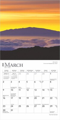 2025 BrownTrout Sunrise Sunset 7" x 7" Monthly Wall Calendar (9781975473983)