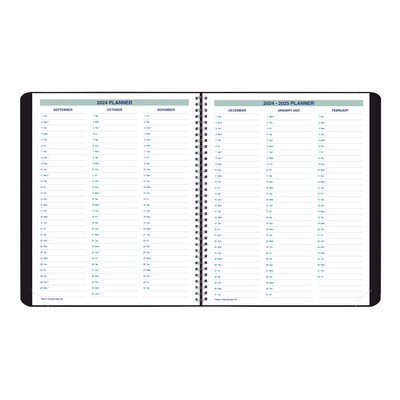 2025 Blueline Plan & Link 7.25" x 9.25" Monthly Planner, Faux Leather Cover, Black (C1200.81T)