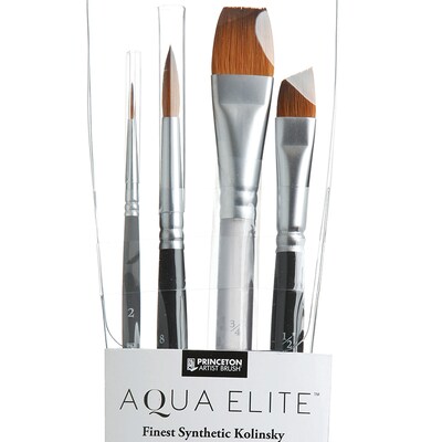 Princeton Aqua Elite Watercolor Synthetic Brush Set, 4/Set (PBXP4850SET400)