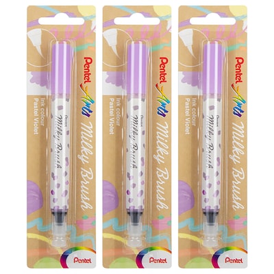 Pentel Milky Brush, Purple Ink, 3/Bundle (PTAXGFHBPPVX-3)