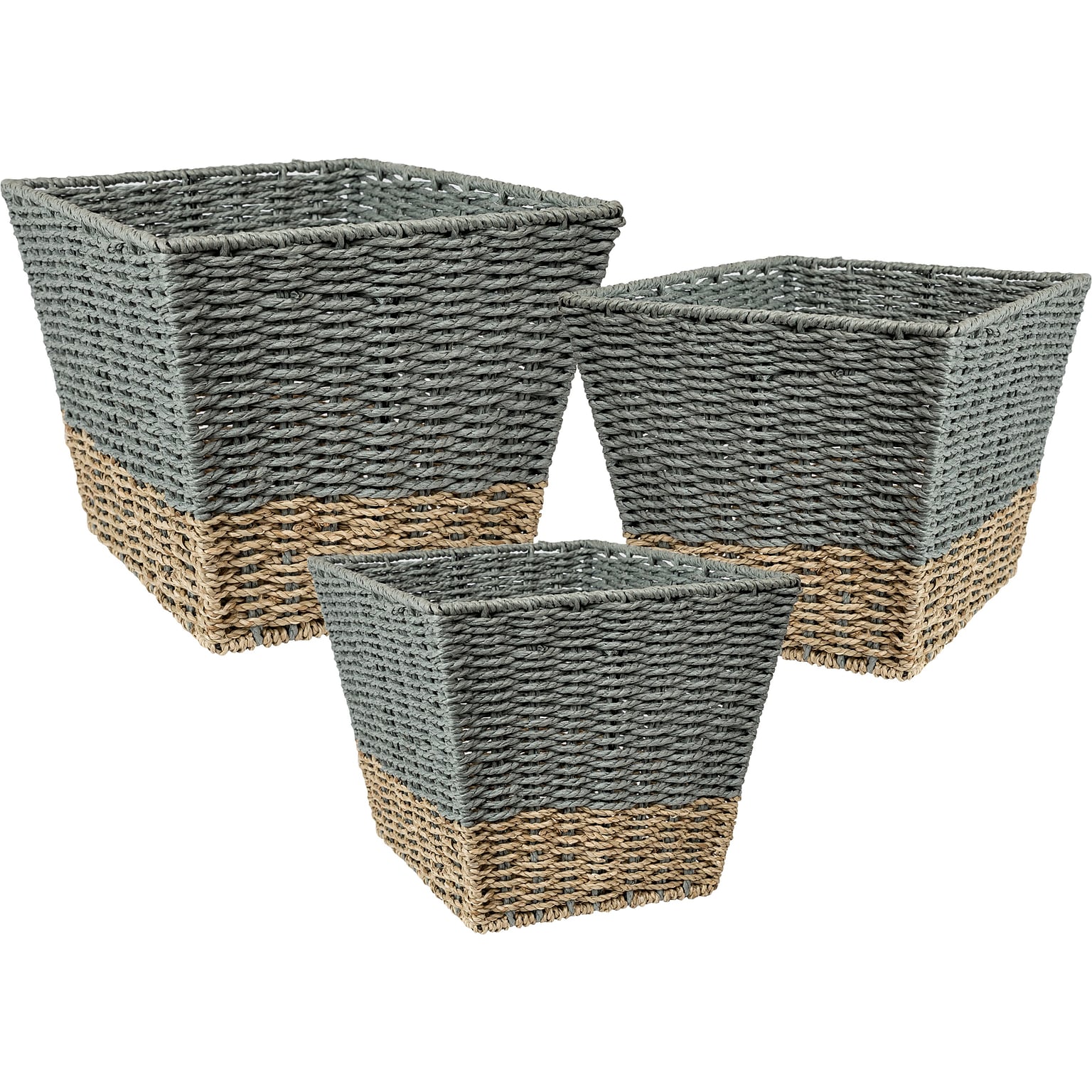 Honey-Can-Do Seagrass Nesting Baskets, Gray/Natural, 3/Set (STO-08401)